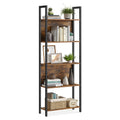 VASAGLE five-tier Rustic Brown bookcase with Matte Black steel frame; books and decorative props are not included