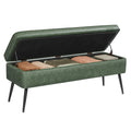 VASAGLE EKHO Forest Green storage ottoman bench with Matte Black legs and open upholstered lid; pillows and blankets are not included