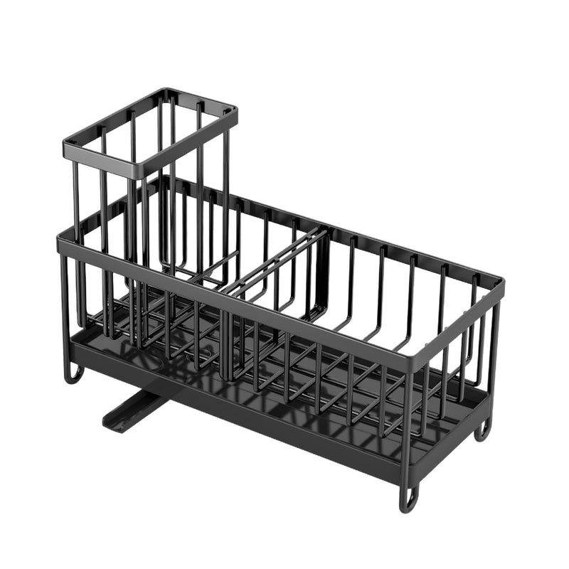 Countertop Sink Caddy with Drain Spout – Black