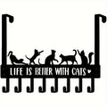 Black cat over-door rack with eight lower hooks, supplier photograph