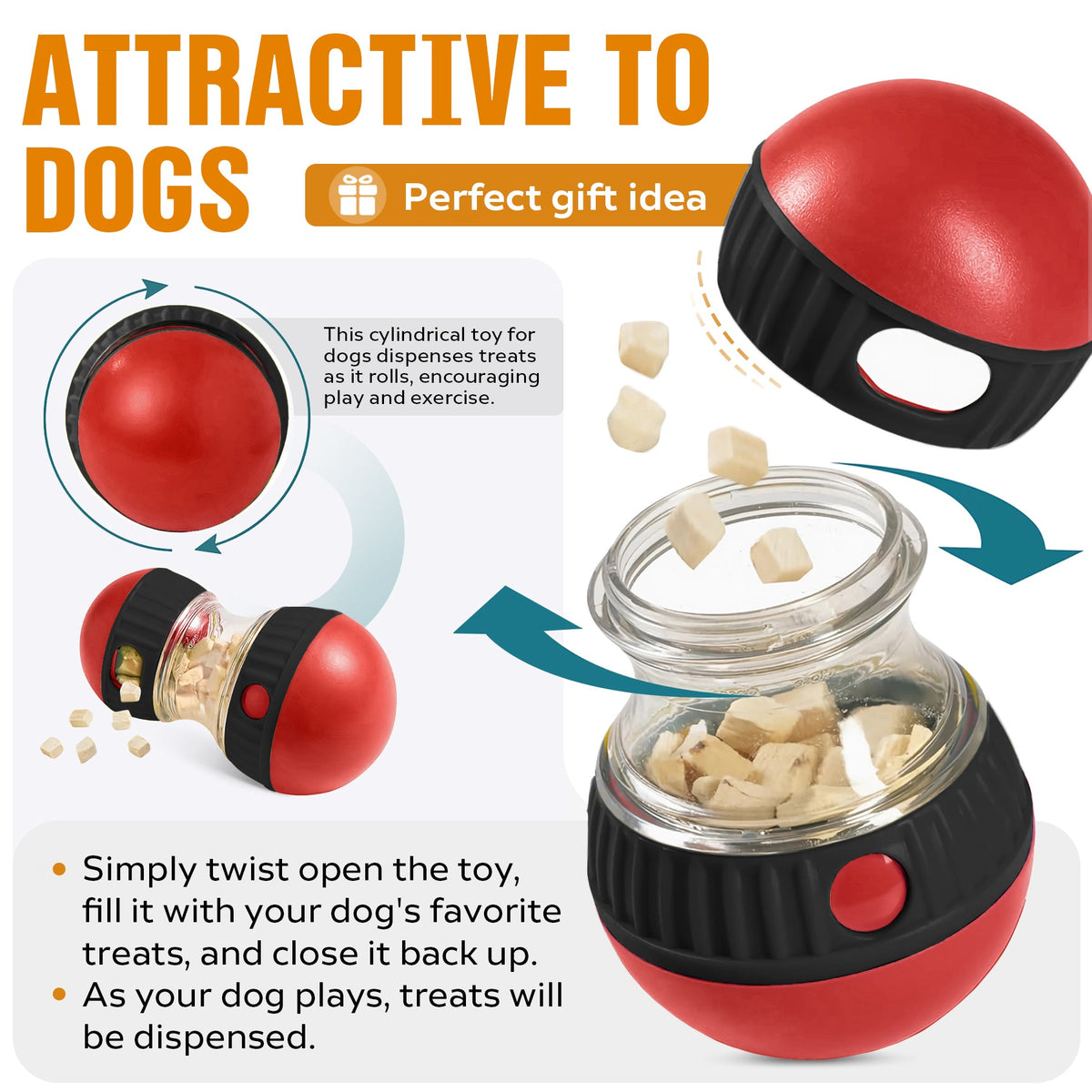 Adjustable Treat-Dispensing Dog Puzzle Toy, Red & Black — verified product detail
