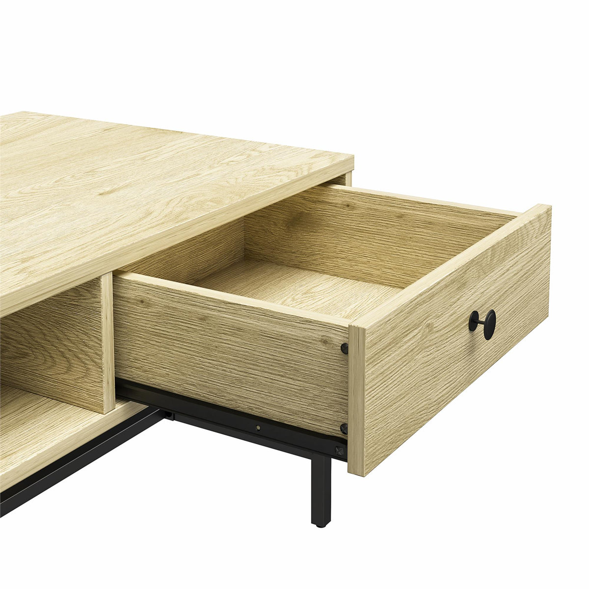 Pull-out drawer and open storage detail