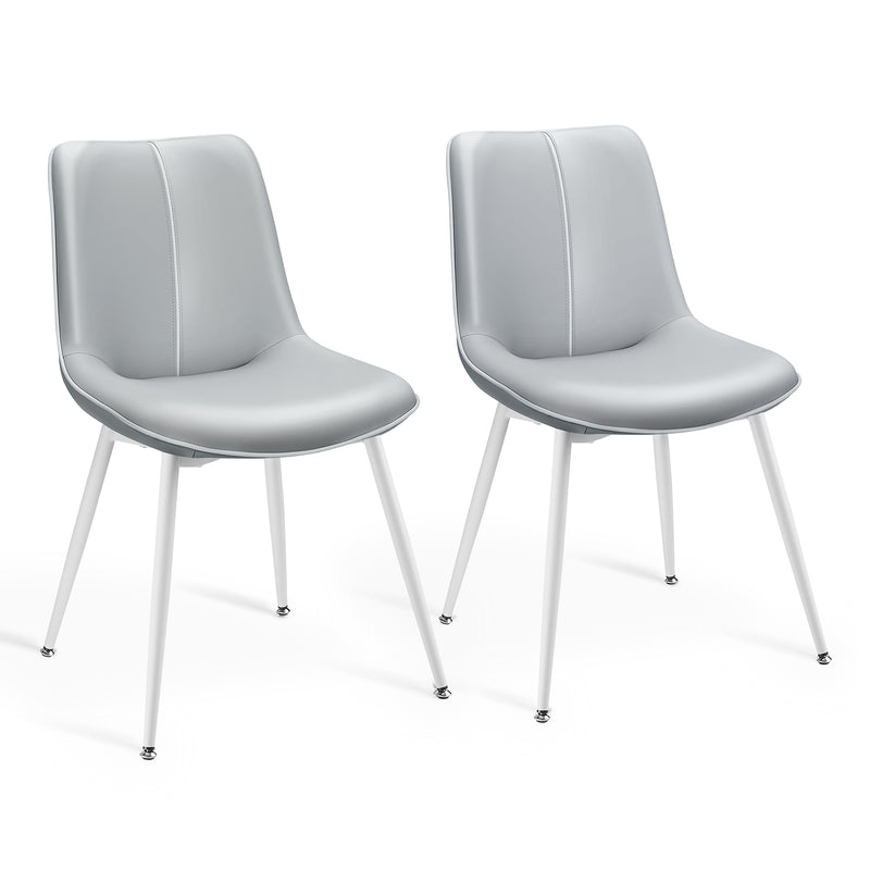 VASAGLE Dove Gray Dining Chairs, Upholstered PU Leather, Set of 2