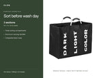 CLOQ product guide v2 — 3-Section Collapsible Laundry Hamper with Aluminum Handles, Black, 24 x 13 x 20 Inch