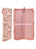 Pink sewing-pattern storage case. Needles and ruler are not included.