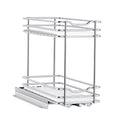2-Tier Pull-Out Spice Rack for Cabinets, Silver, 4.33 x 8.46 x 10.43 Inch