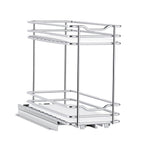 2-Tier Pull-Out Spice Rack for Cabinets, Silver, 4.33 x 8.46 x 10.43 Inch