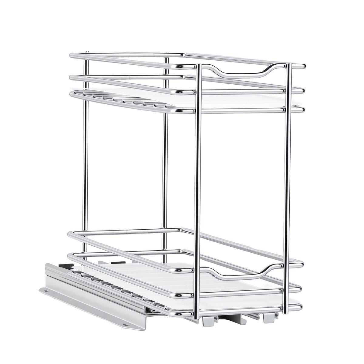 2-Tier Pull-Out Spice Rack for Cabinets, Silver, 4.33 x 8.46 x 10.43 Inch