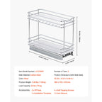 2-Tier Pull-Out Spice Rack for Cabinets, Silver, 4.33 x 8.46 x 10.43 Inch
