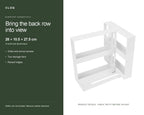 CLOQ product guide v2 — Two-Tier Slide-and-Swivel Cabinet Organizer, White