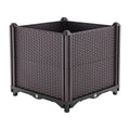 One square brown rattan-look polypropylene planter. Plants and soil are not included.