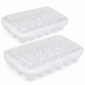 2-Pack Stackable Egg Storage Containers with Lids, Clear, 18 Eggs per Container