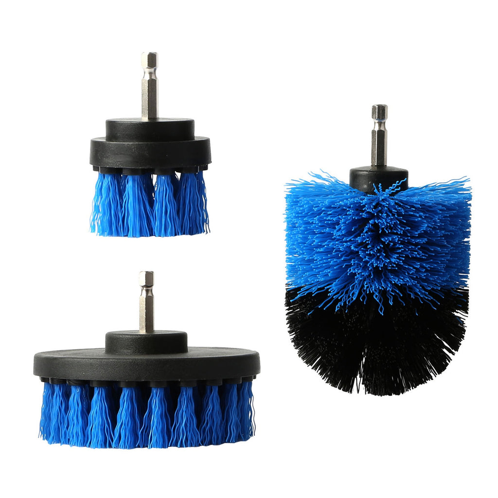 Drill Cleaning Brush Attachment Set, 3 Pieces, Blue, 1/4-Inch Shanks, Drill Not Included — detail