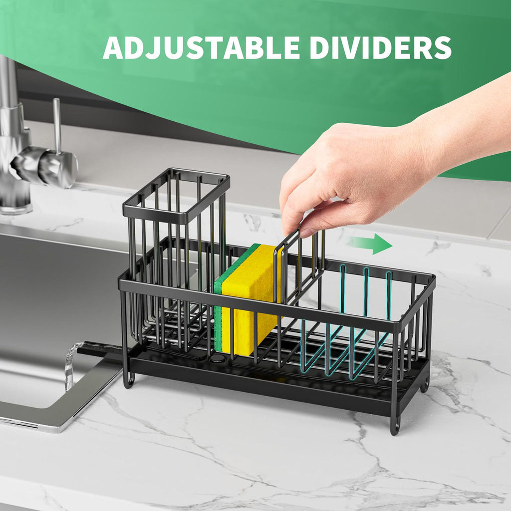 Adjustable dividers on the black sink caddy, supplier image