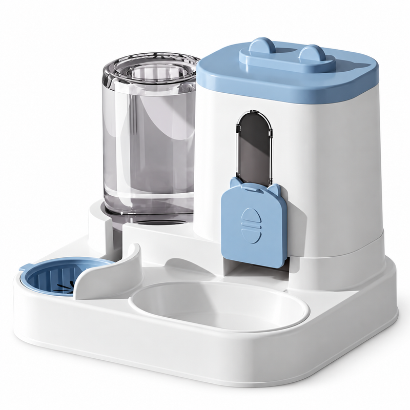 Two-in-One Gravity Pet Feeder & Water Dispenser, Blue