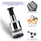 Manual Push-Down Food Chopper with Stainless Steel Blade, Silver, 8.66 Inch Tall