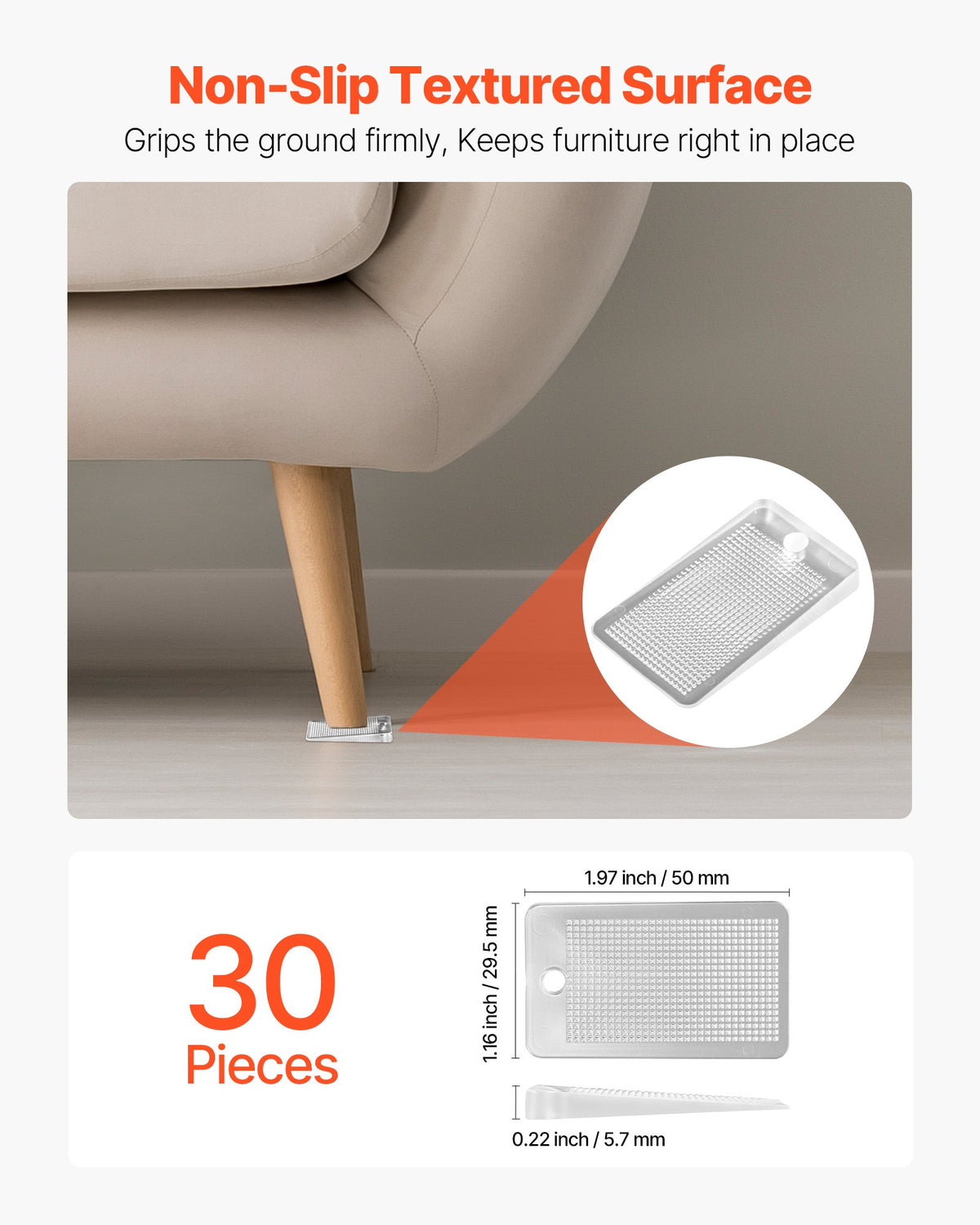 VEVOR Clear Furniture Leveling Shims, 30 Pack - product detail