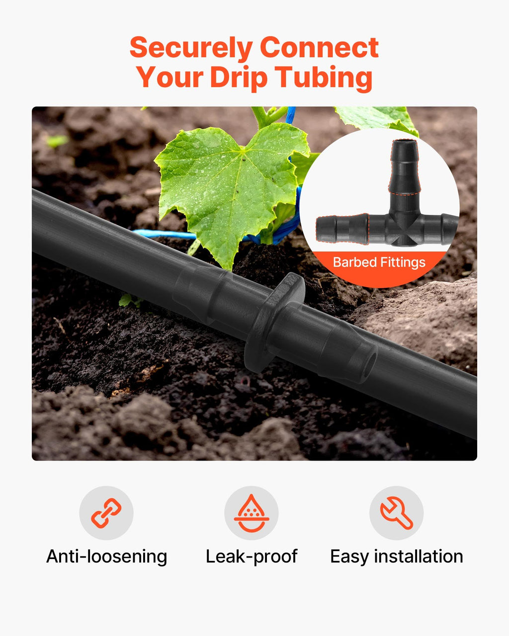 VEVOR Drip Irrigation Fittings Kit for 1/4 Inch Tubing, 300 Pieces - product detail