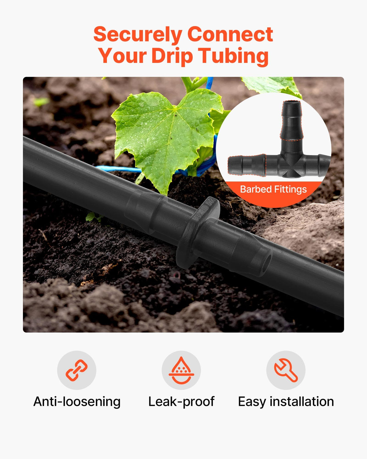VEVOR Drip Irrigation Fittings Kit for 1/4 Inch Tubing, 300 Pieces - product detail